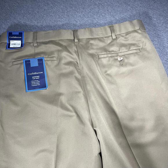 NWT Croft & Barrow Men's 38 x 32 Microfiber Flat Front Khaki Dress Pants New - Picture 7 of 9